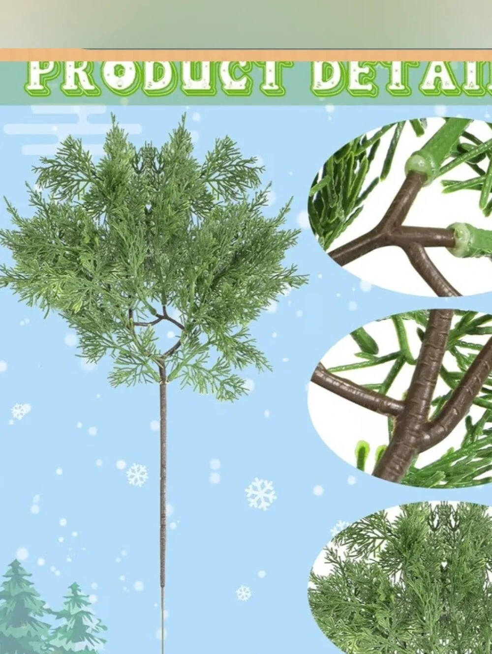 Artificial Cedar Greenery Spray Bundle - Green Home Holiday Foliage. 6 Pcs. NWT.